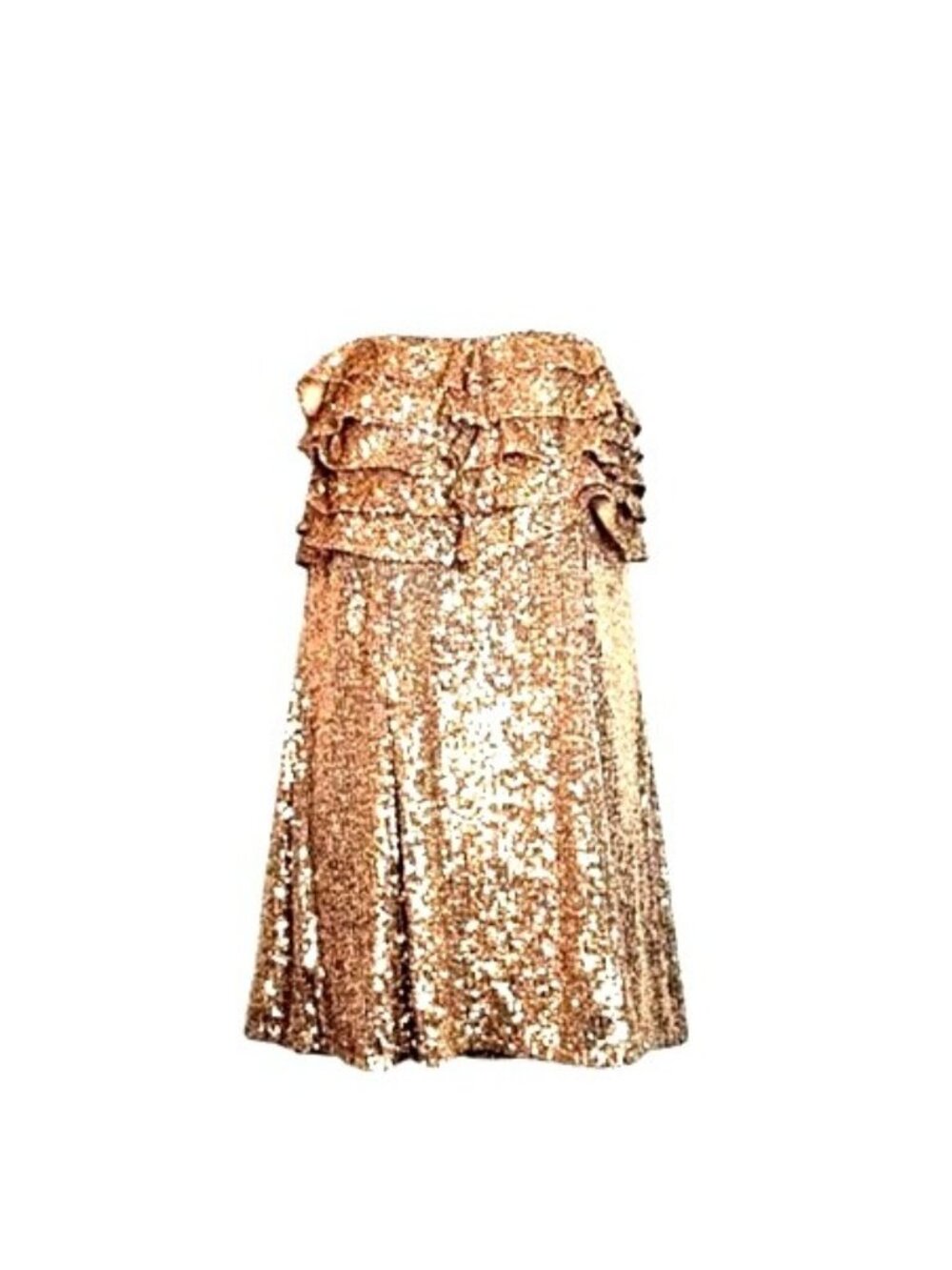 Free People Rose Gold Frida Ruffle Strapless Sequin Mini Dress Size 12